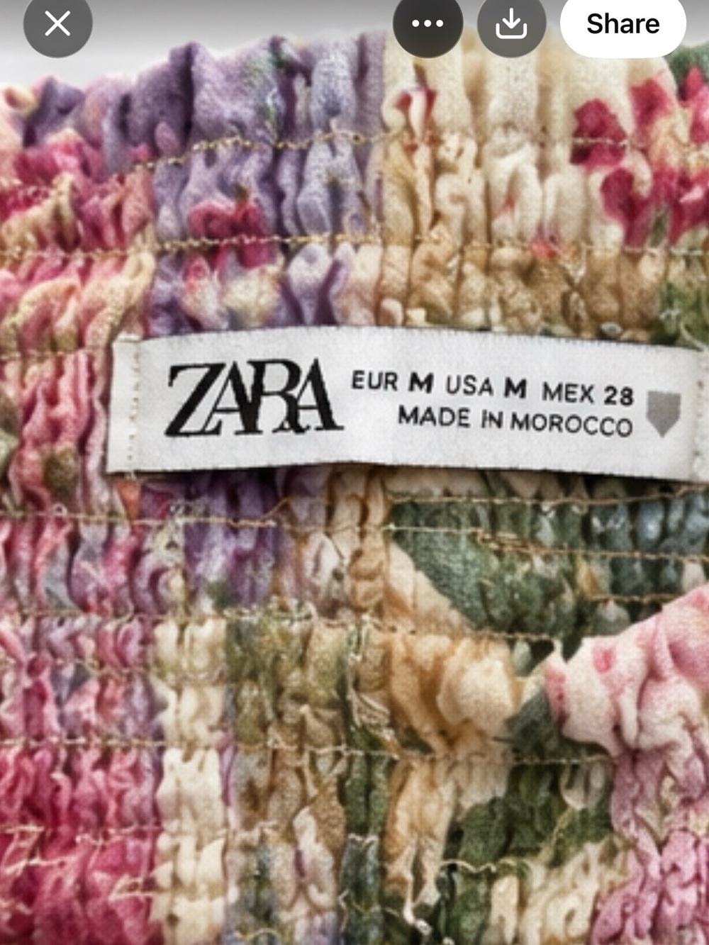 Zara Floral Smocked High Waist Shorts Pink Multicolor Size M - Picture 2 of 3